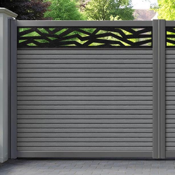 Hudson Zenith Straight Top Driveway Gate - Mid Grey - Top Screen