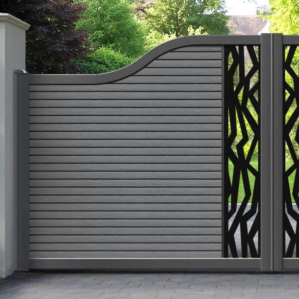 Hudson Zenith Curved Top Driveway Gate - Mid Grey - Middle Screen