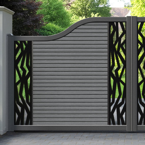 Hudson Zenith Curved Top Driveway Gate - Mid Grey - Middle & End Screen