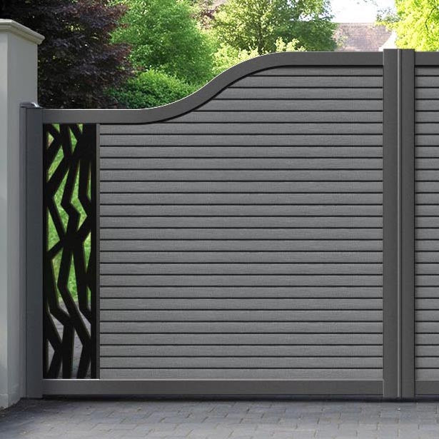 Hudson Zenith Curved Top Driveway Gate - Mid Grey - End Screen