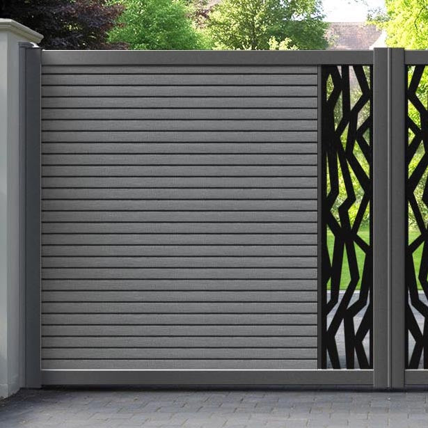 Hudson Zenith Straight Top Driveway Gate - Mid Grey - Middle Screen
