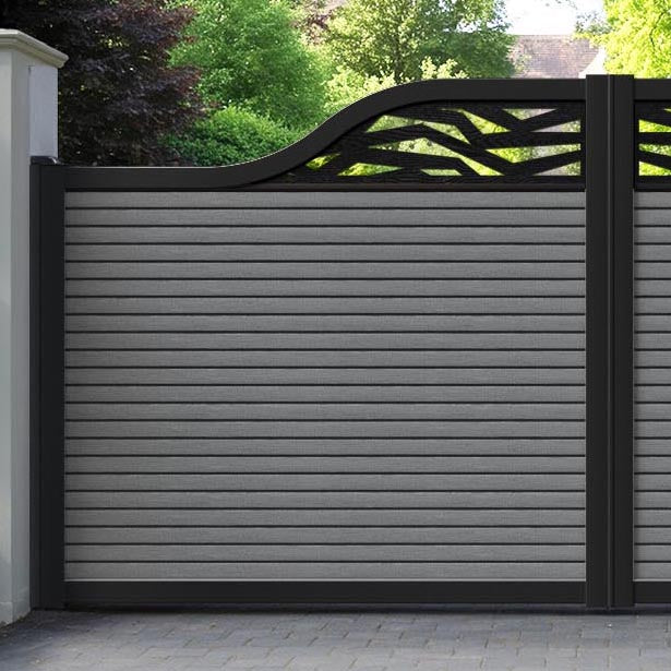 Hudson Zenith Curved Top Driveway Gate - Mid Grey - Top Screen