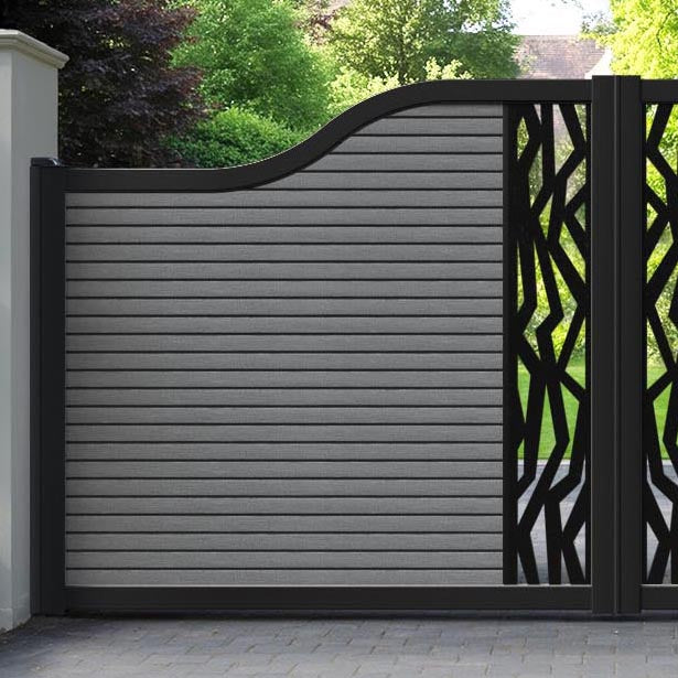 Hudson Zenith Curved Top Driveway Gate - Mid Grey - Middle Screen