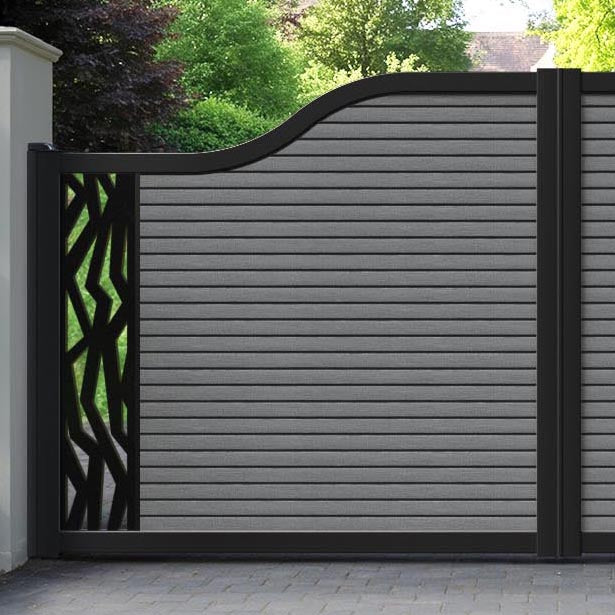 Hudson Zenith Curved Top Driveway Gate - Mid Grey - End Screen