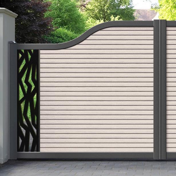 Hudson Zenith Curved Top Driveway Gate - Mid Stone - End Screen
