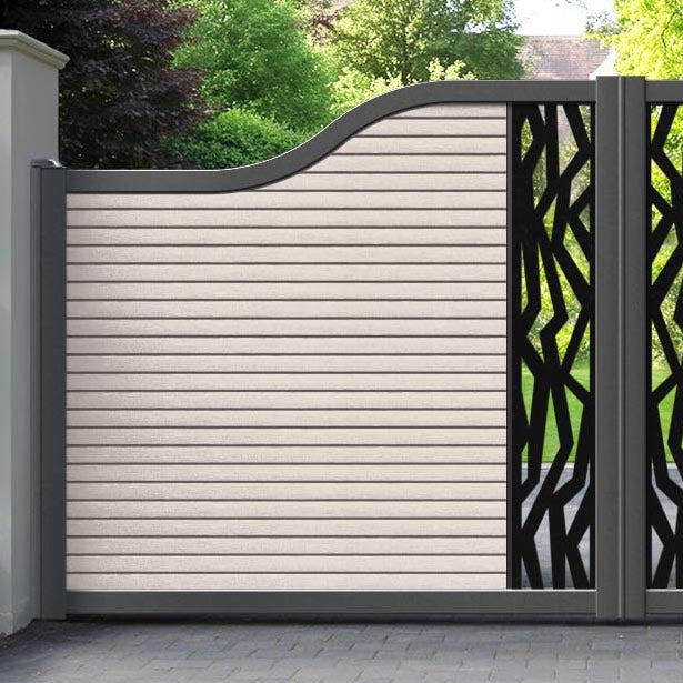 Hudson Zenith Curved Top Driveway Gate - Mid Stone - Middle Screen