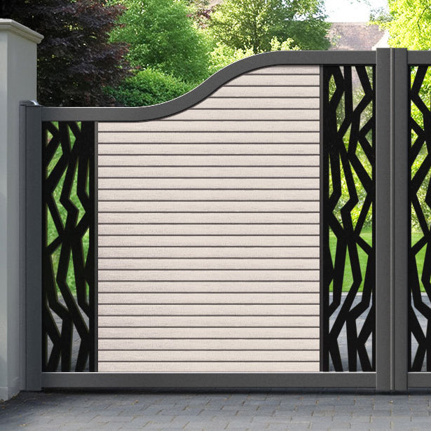 Hudson Zenith Curved Top Driveway Gate - Mid Stone - Middle & End Screen
