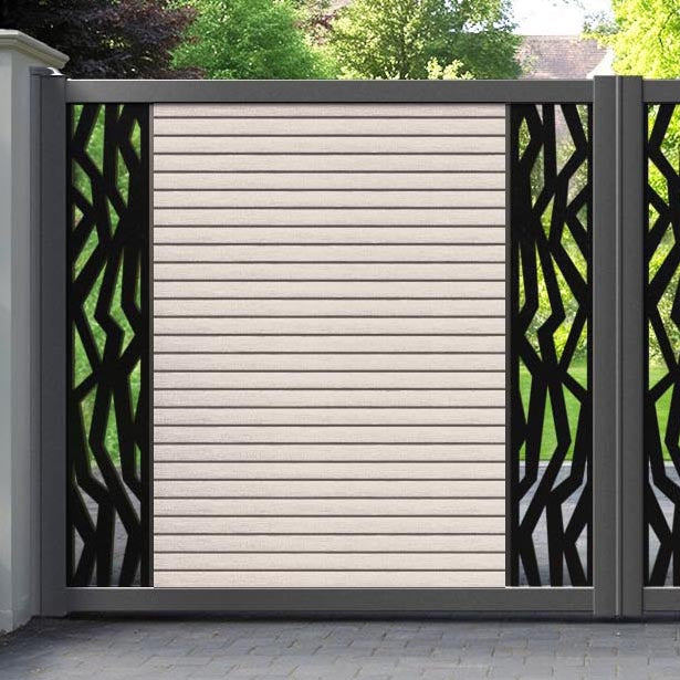Hudson Zenith Straight Top Driveway Gate - Mid Stone - Middle & End Screen