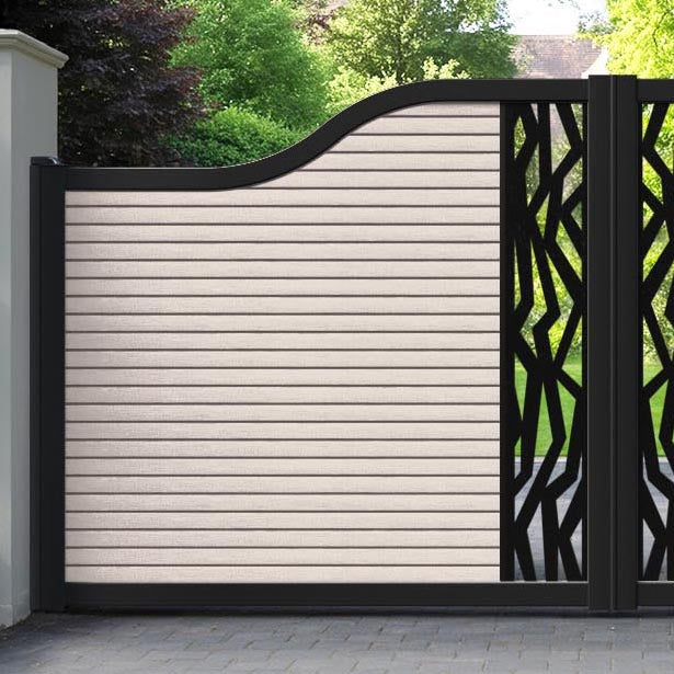 Hudson Zenith Curved Top Driveway Gate - Mid Stone - Middle Screen