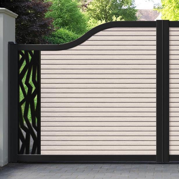 Hudson Zenith Curved Top Driveway Gate - Mid Stone - End Screen
