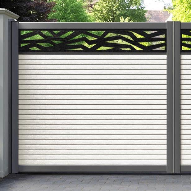 Hudson Zenith Straight Top Driveway Gate - Light Stone - Top Screen