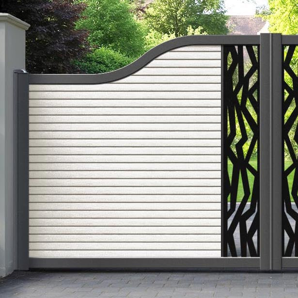 Hudson Zenith Curved Top Driveway Gate - Light Stone - Middle Screen