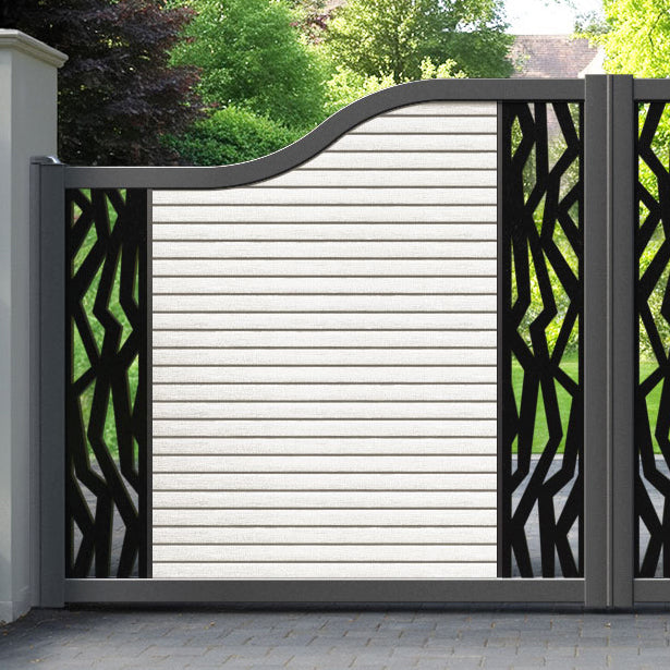Hudson Zenith Curved Top Driveway Gate - Light Stone - Middle & End Screen