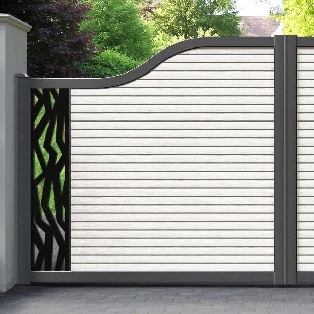 Hudson Zenith Curved Top Driveway Gate - Light Stone - End Screen