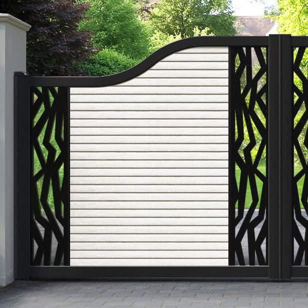 Hudson Zenith Curved Top Driveway Gate - Light Stone - Middle & End Screen