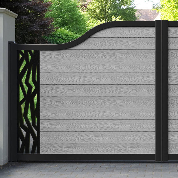 Classic Zenith Curved Top Driveway Gate - Light Grey - End Screen