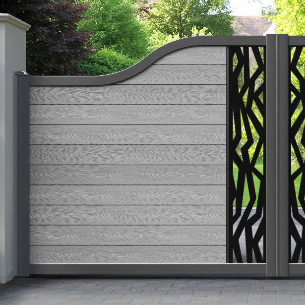 Classic Zenith Curved Top Driveway Gate - Light Grey - Middle Screen