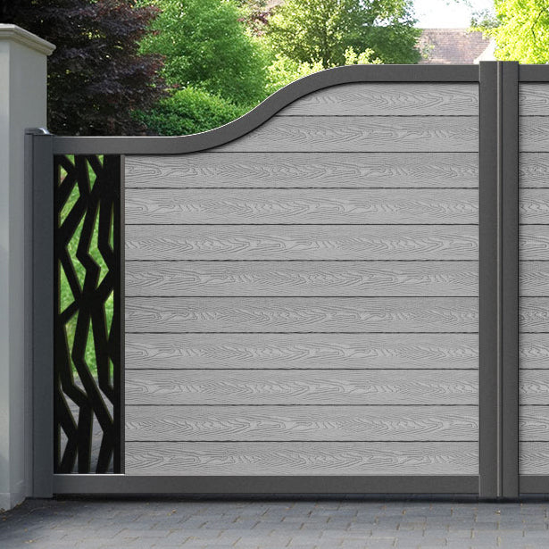 Classic Zenith Curved Top Driveway Gate - Light Grey - End Screen