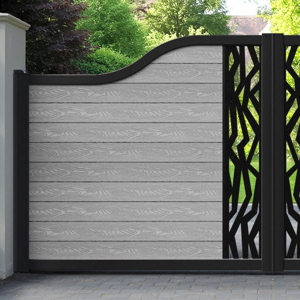 Classic Zenith Curved Top Driveway Gate - Light Grey - Middle Screen
