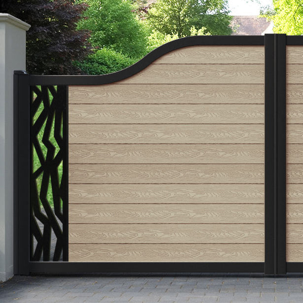 Classic Zenith Curved Top Driveway Gate - Light Oak - End Screen