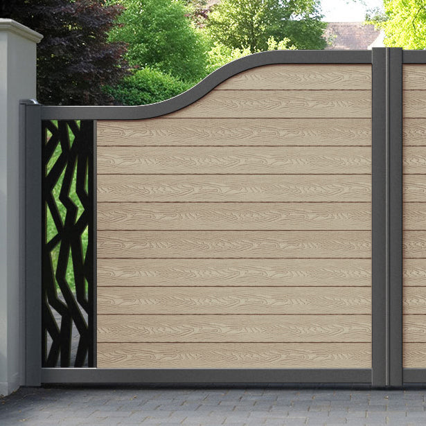 Classic Zenith Curved Top Driveway Gate - Light Oak - End Screen