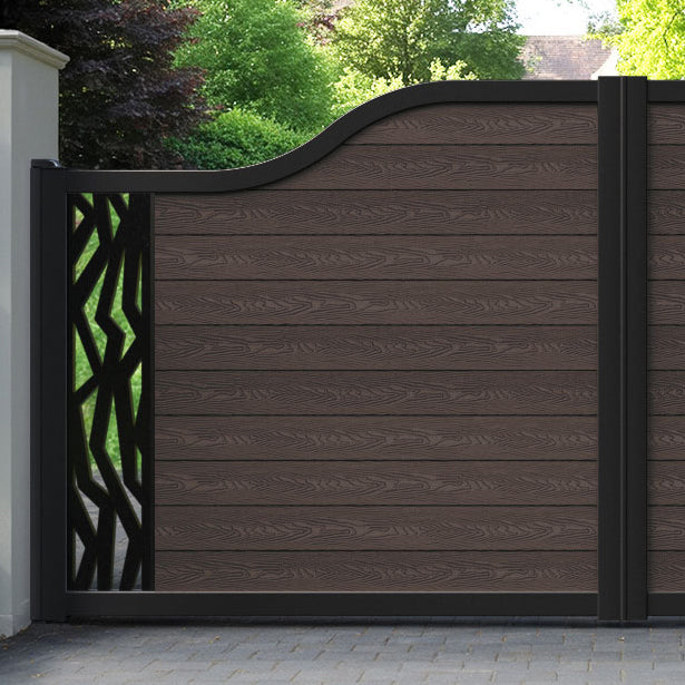 Classic Zenith Curved Top Driveway Gate - Mid Brown - End Screen