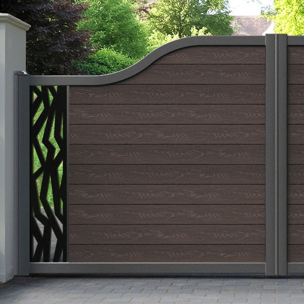 Classic Zenith Curved Top Driveway Gate - Mid Brown - End Screen