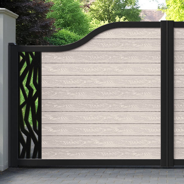 Classic Zenith Curved Top Driveway Gate - Mid Stone - End Screen