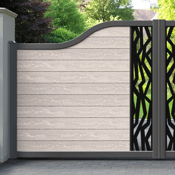 Classic Zenith Curved Top Driveway Gate - Mid Stone - Middle Screen