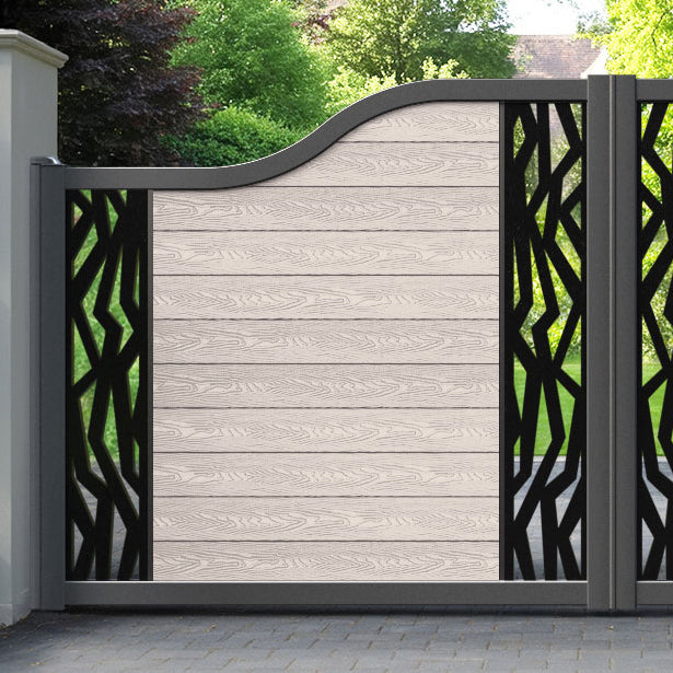 Classic Zenith Curved Top Driveway Gate - Mid Stone - Middle & End Screen