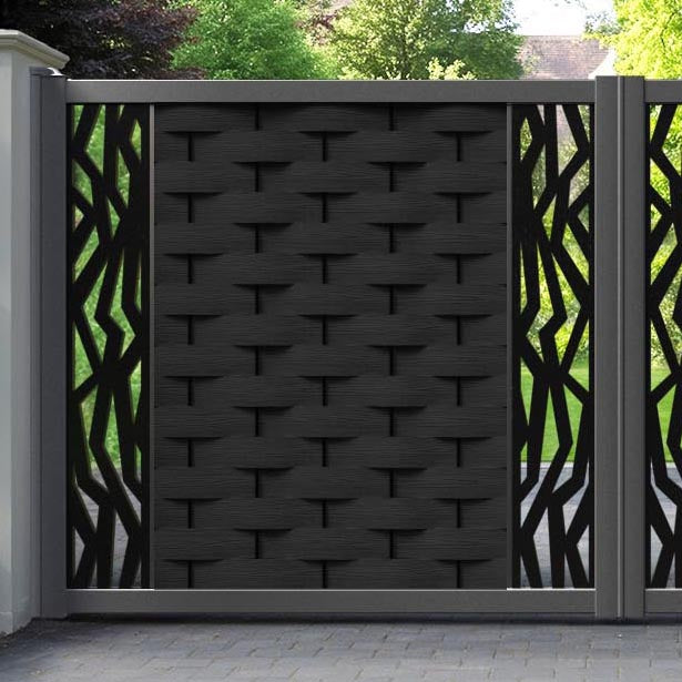 Ripple Zenith Straight Top Driveway Gate - Black - Middle & End Screen