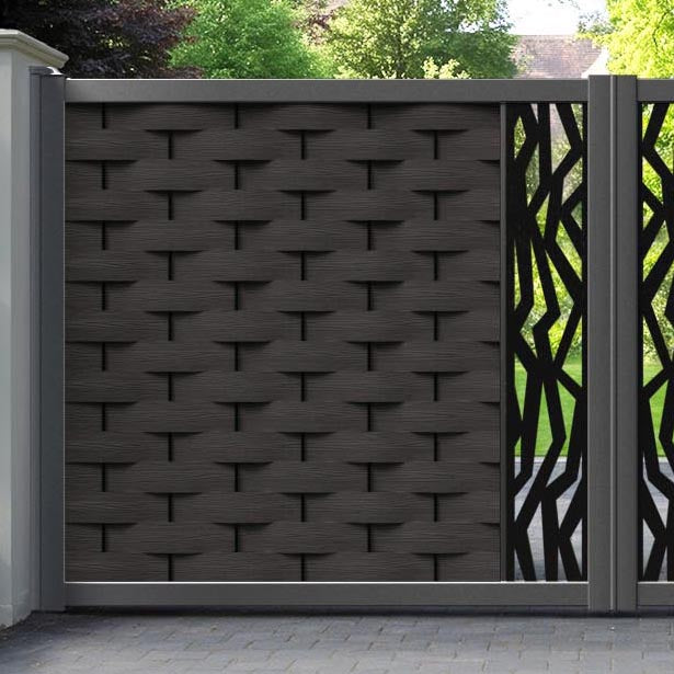 Ripple Zenith Straight Top Driveway Gate - Dark Oak - Middle Screen