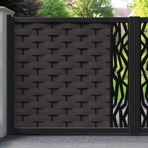 Ripple Zenith Straight Top Driveway Gate - Dark Oak - Middle Screen