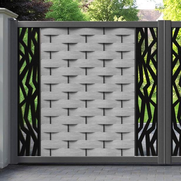 Ripple Zenith Straight Top Driveway Gate - Light Grey - Middle & End Screen
