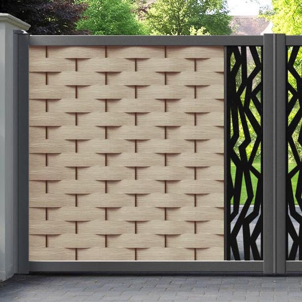 Ripple Zenith Straight Top Driveway Gate - Light Oak - Middle Screen