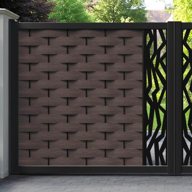 Ripple Zenith Straight Top Driveway Gate - Mid Brown - Middle Screen