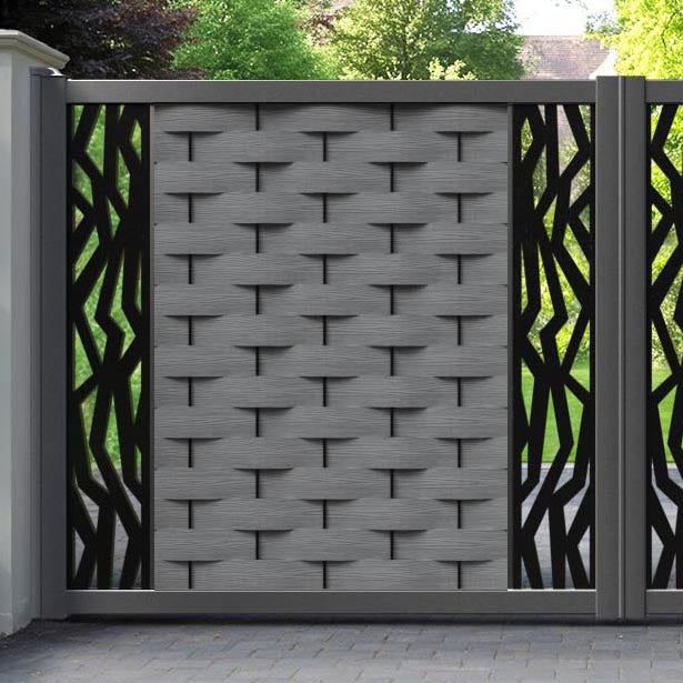 Ripple Zenith Straight Top Driveway Gate - Mid Grey - Middle & End Screen