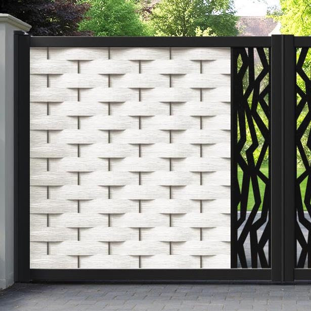 Ripple Zenith Straight Top Driveway Gate - Light Stone - Middle Screen