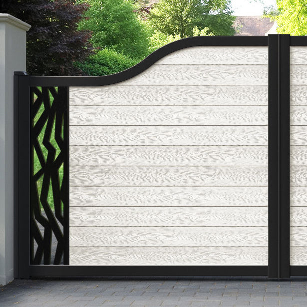 Classic Zenith Curved Top Driveway Gate - Light Stone - End Screen