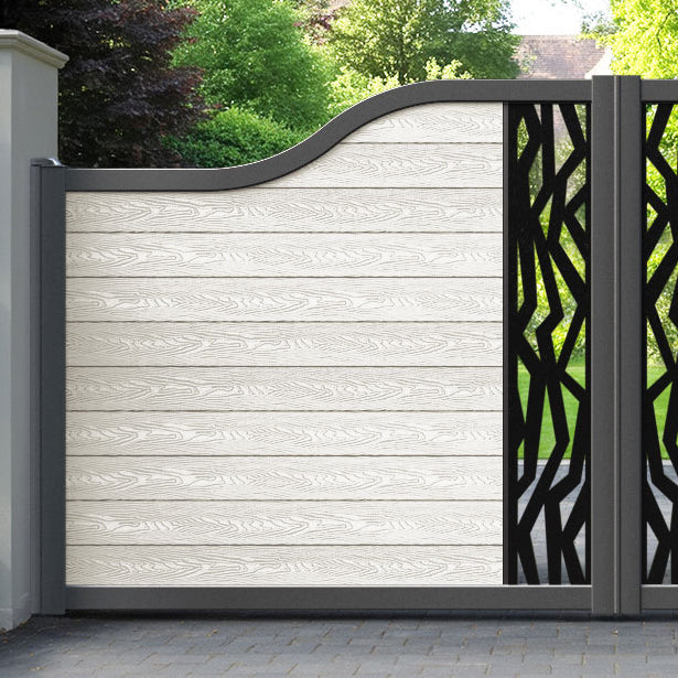 Classic Zenith Curved Top Driveway Gate - Light Stone - Middle Screen