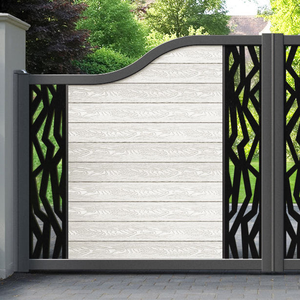 Classic Zenith Curved Top Driveway Gate - Light Stone - Middle & End Screen