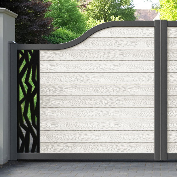 Classic Zenith Curved Top Driveway Gate - Light Stone - End Screen