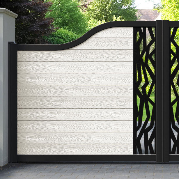 Classic Zenith Curved Top Driveway Gate - Light Stone - Middle Screen