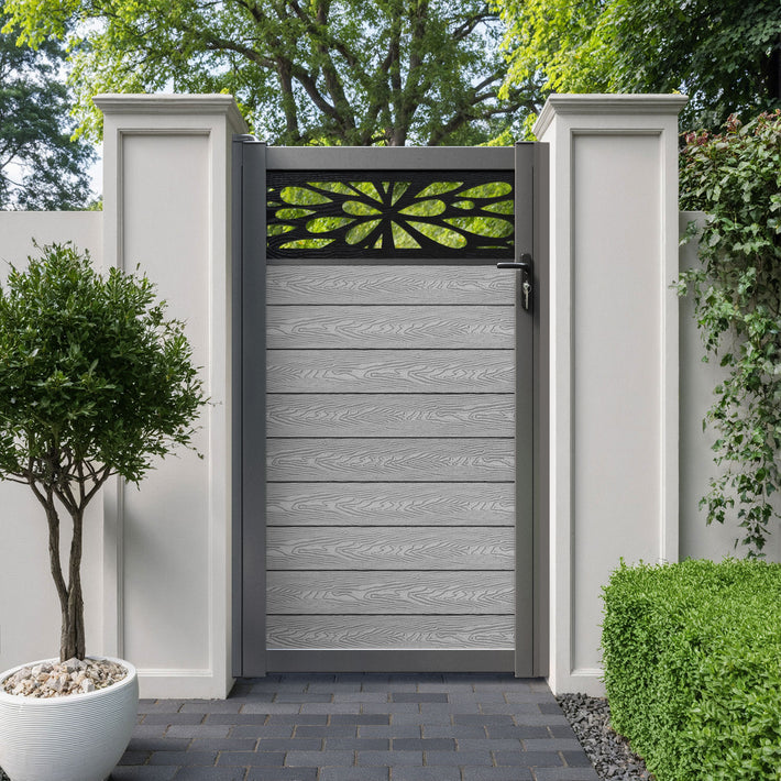 Classic Blossom Pedestrian Gate - Light Grey
