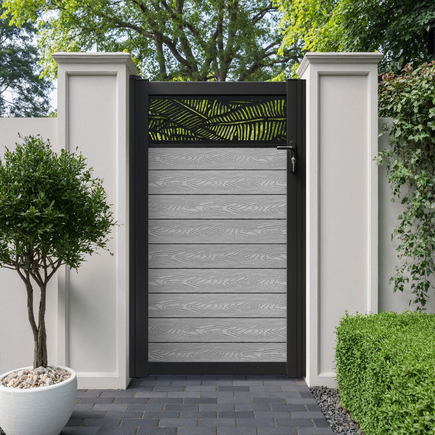 Classic Feather Pedestrian Gate - Light Grey