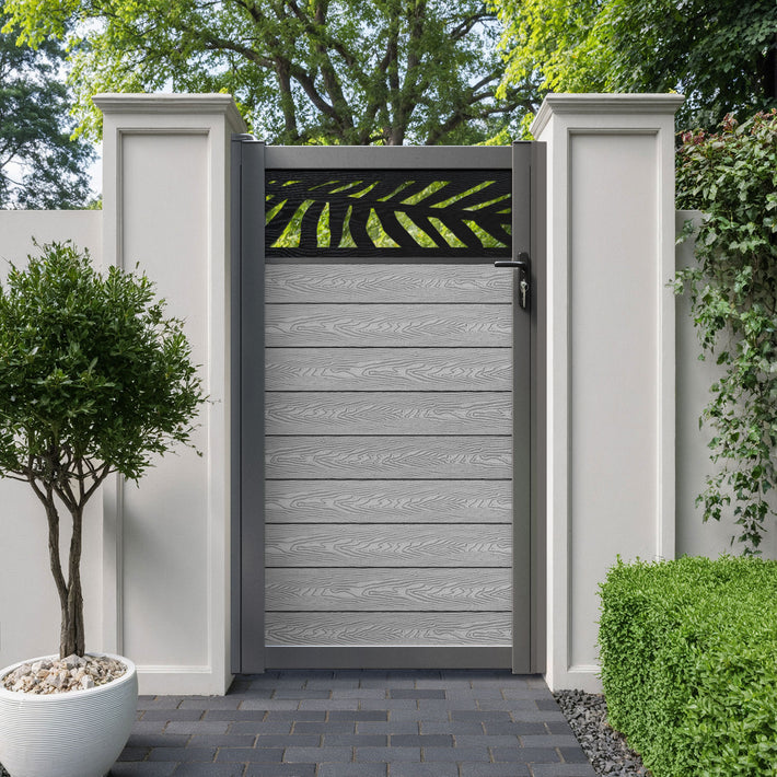 Classic Palm Pedestrian Gate - Light Grey