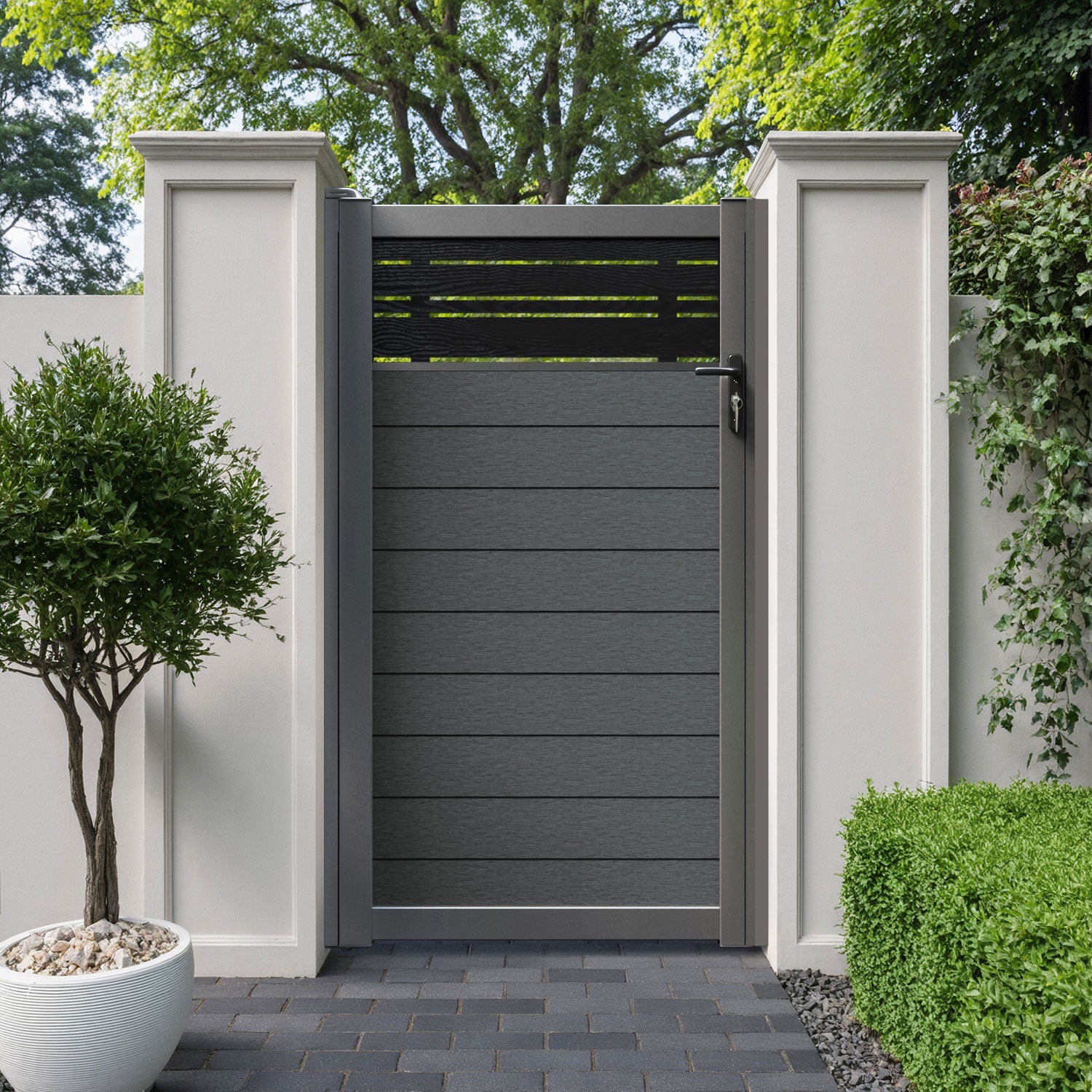 Fusion Linea Pedestrian Gate - Dark Grey