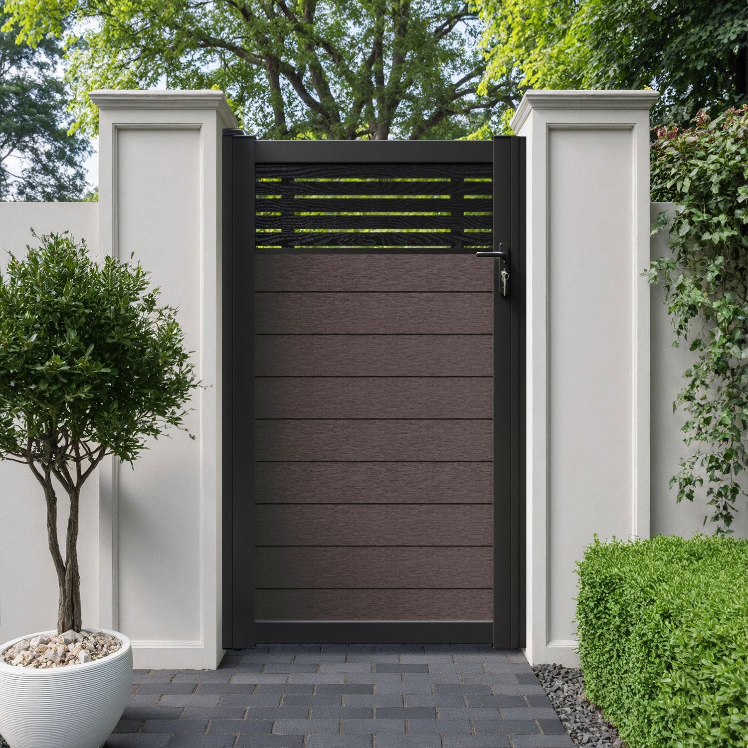 Fusion Aspen Pedestrian Gate - Mid Brown