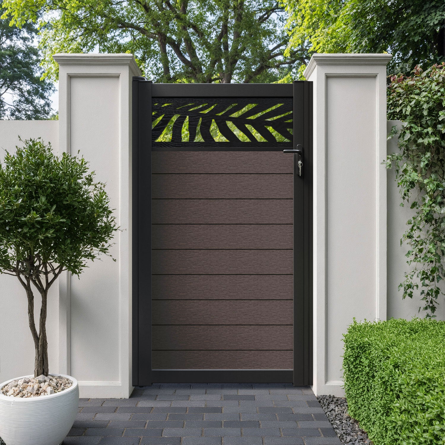 Fusion Palm Pedestrian Gate - Mid Brown