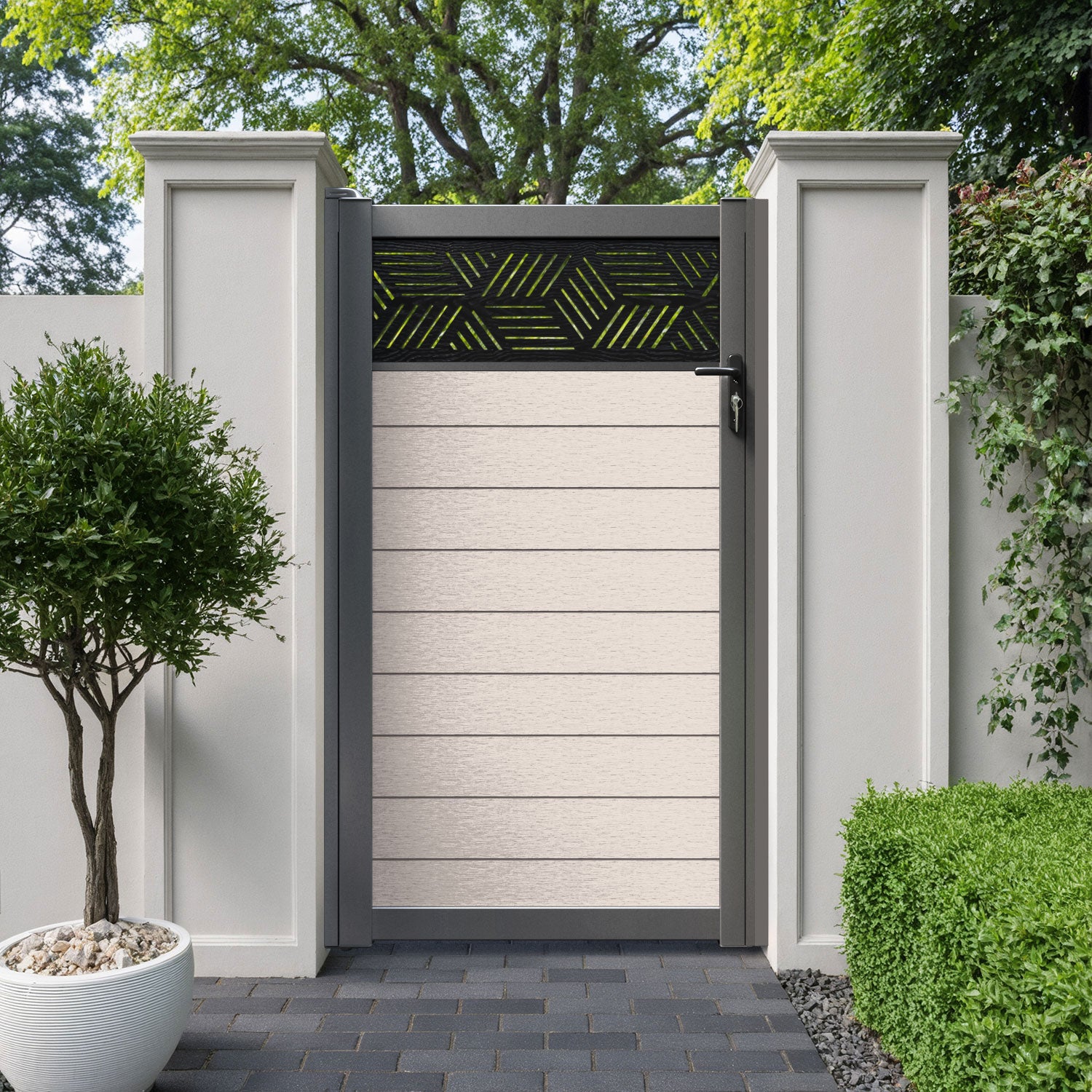 Fusion Cubed Pedestrian Gate - Mid Stone
